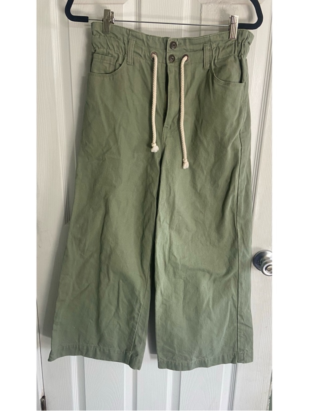 Kensie Wide Leg Olive Green Drawstring Pants